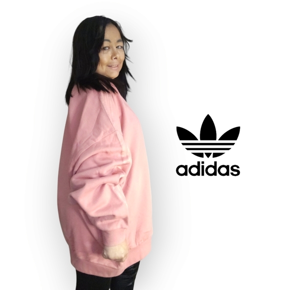 ADIDAS WOMENS PINK OVERSIZED MEDIUM -1X SWEATSHIRT - Picture 3 of 6